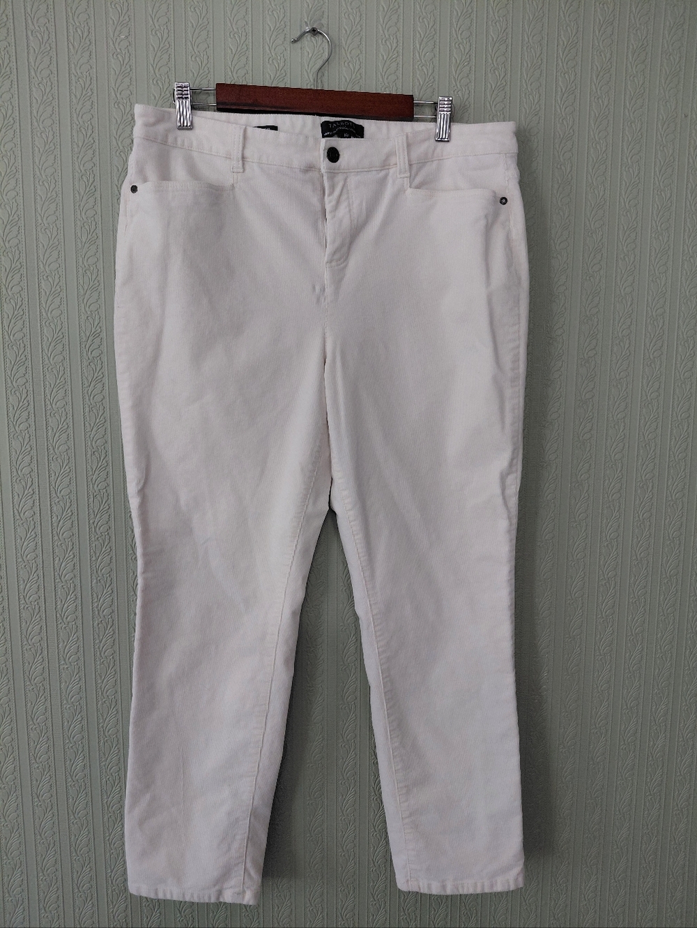TALBOTS Simply Flattering Collection White Straight Corduroy Pants 16p